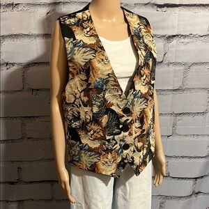 Vintage NWOT Cat Tapestry Vest Sausalito Bag Company Brand size Medium